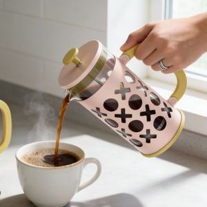 Set per Caffè French Press 350ml/1000ml con Tazze in Vetro Rosa, Regalo Romantico per Coppie per San Valentino - Product Image 2