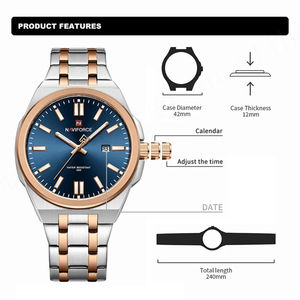 NAVIFORCE 9226 Men Watch Luxury Waterproof Stainless Steel Business Quartz Wristwatches Sport Luminous Date <b>Clock</b> Reloj Hombre - Product Image 6