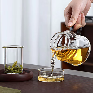 Teiera in Vetro Trasparente con Infusore <span class=keywords><strong>e</strong></span> Coperchio 400ml, Stile Zen Asiatico, Resistente al Calore, per Tè Sfuso <span class=keywords><strong>e</strong></span> Uso in Cerimonie - Product Image 2