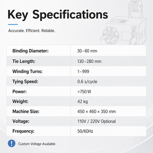 <span class=keywords><strong>Enrouleur</strong></span> et attacheur automatique de fils SQ XL13 pour la gestion des câbles électroniques, machine à enrouler et à lier de 30 à 60 mm de diamètre, 0,6 s - Product Image 4