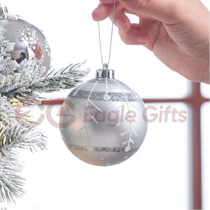 EAGLEGIFTS Argent Blanc Couleur Série Arbre Boules Suspendues Décoration de Noël <span class=keywords><strong>Noel</strong></span> Natal Imprimable Arbre de Noël Jouets Boules - Product Image 3