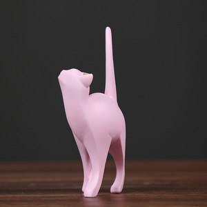 Pink Cat Figurine Set 2Pcs Nordic Style Home Decor Living Room Desktop Ornament Synthetic Resin Creative Decoration - Product Image 3