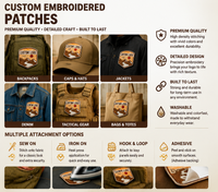 Écussons brodés personnalisés avec logo, couleur et motifs sur mesure, adhésif thermocollant pour vêtements et chapeaux