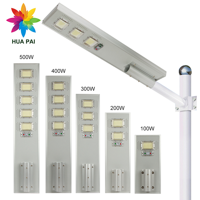 HUAPAI New Design Die-Casting Aluminum Waterproof IP65 Roadside 100W 200W 300W 400W 500W LED Street Solar Lights