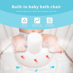 Inflatable Baby Bathtub <b>Foldable</b> Round Infant Shower Tub with Built-in <b>Bath</b> Chair & Temperature Warning - Product Image 4