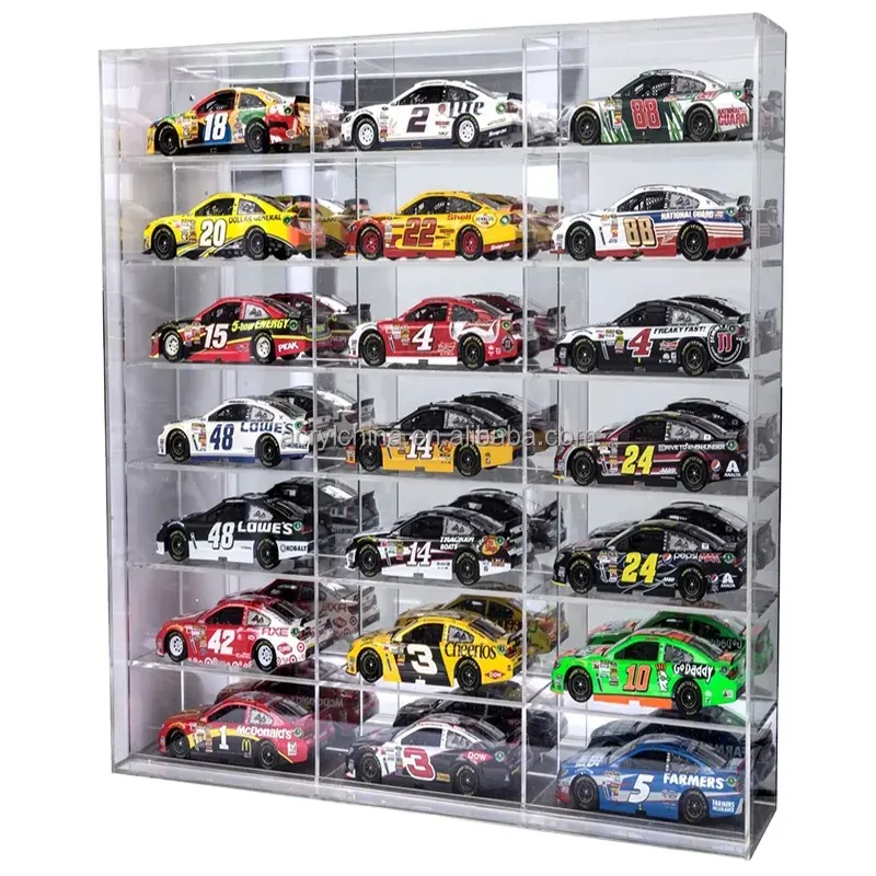 ACC mainan mobil Mini akrilik bening terpasang di dinding perlindungan Gambar Koleksi skala tampilan mobil kotak bayangan casing