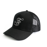 Gorras de béisbol de moda de Venta caliente gorra de camionero de malla bordada personalizada gorra de malla negra gorra de camionero de 5 paneles