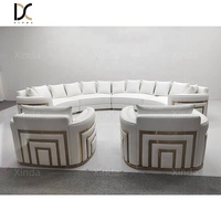 Sofá Curvo de Lujo para Sala de Estar de Piel Genuina Cómodo Seccional en Forma de C de 7 Plazas Juego de Sofás Muebles para Sala de Estar