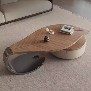 โต๊ะกาแฟวีเนียร์ไม้วอลนัททรงใบไม้ทันสมัย สไตล์หรูหราเบาๆ สำหรับห้องนั่งเล่น ดีไซน์ใหม่ รูปทรงพิเศษ - Product Image 1