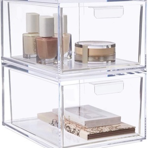 Organisateur de maquillage en acrylique avec poignée, logo couleur personnalisé, épaisseur 3-5 mm, tiroir cosmétique en plexiglas, présentoir coulissant, forme personnalisée - Product Image 2
