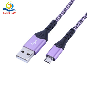 Lung Kay Micro <b>Usb</b> <b>Cable</b> 1 Meter Fast <b>Charging</b> Data Sync For Android Devices Purple Black Braided Design - Product Image 1