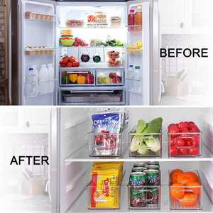 6Pcs Set Clear Stackable Eco-friendly Plastic Food Storage Bins Freshness Preservation for Fridge <b>Kitchen</b> <b>Pantry</b> BPA Free - Product Image 3
