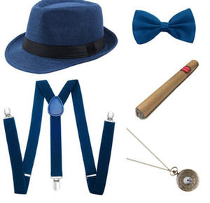 <span class=keywords><strong>Costume</strong></span> de gangster de la fête de Gatsby de 1920, chapeau noir haut de forme vintage, montre de poche, cigare - Product Image 5