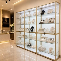 Vitrina de Exhibición de Aluminio y Vidrio Templado, de Pie, Multicapa, para Joyería, Cosméticos, Artesanías, con Cerradura, para Boutique y Tienda Minorista