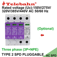 Protector Contra Sobretensiones 385V/255V CA SPD 3P+NPE 20-40kA T2 TT/TN-S, Dispositivo de Protección Contra Sobretensiones de Bajo Voltaje