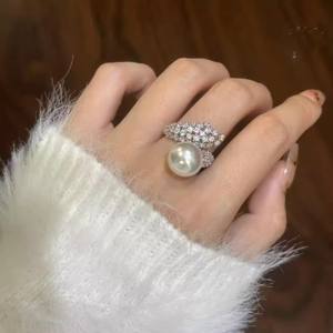 WENCHI 10683DIY Accesorios de Perlas, Anillo de Plata S925, Soporte Vacío para Perlas, Soporte para Joyas con Perlas Redondas de 11-13 mm - Product Image 1