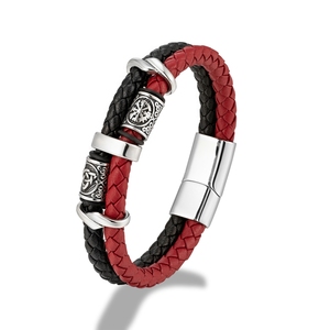 Venta al por mayor Hip Hop moda encanto pulsera nórdico <span class=keywords><strong>vikingo</strong></span> hecho a mano trenzado cuero genuino <span class=keywords><strong>vikingo</strong></span> pulsera joyería pulsera para <span class=keywords><strong>hombre</strong></span> - Product Image 3