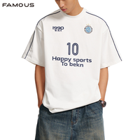 T-shirt de sport pour homme en coton épais, style vintage, imprimé patchwork, coupe ample et décontractée