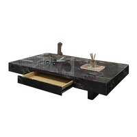 Table Basse Carrée en Pierre Frittée Prix Préférentiel, Texture Marbre, Combinaison pour Salon, Meuble de Luxe