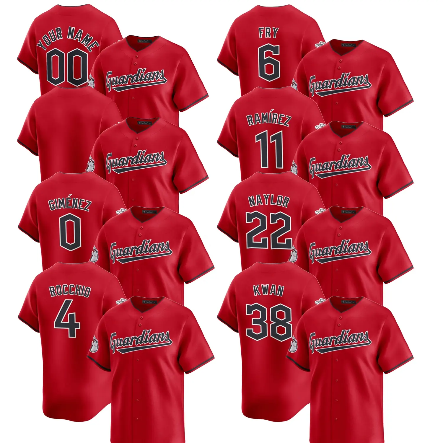 2024 Hommes Cleveland Guardians Alternate Limited Jersey Rouge Baseball Chemises Costume Personnalisé Cousu Brodé Porter