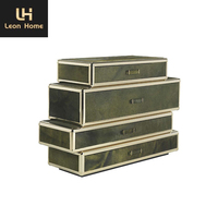 Table d'entrée en cuir de crin de cheval vert élégant de haute qualité, console de luxe avec tiroir