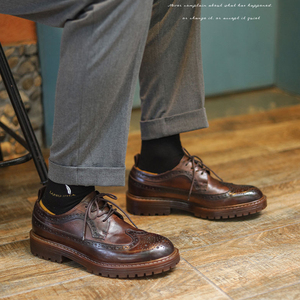 <strong>Brogue</strong> Style <strong>Tanning</strong> Leather Derby Shoes for <strong>Men</strong> Vintage Breathable Wear Resistant Handmade Office Dress Shoes - Product Image 6