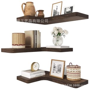 Wooden <b>Wall</b> <b>Mounted</b> L Shaped <b>Shelf</b> For Kitchen Spice Storage Floating Design Multi Purpose Hanging Rack - Product Image 5
