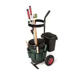 Garden Tool Cart 18L Capacity Outdoor Rolling Garden Lawn Yard Cart Tool Storage Transport Bucket Fabric Bag Caddy Trolley