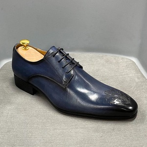 Men's Shoes Business Casual Shoes for Men Formal Derby Shoes Leather Engraved Pointed-<b>Toe</b> Shoes Men Handmade - Product Image 6