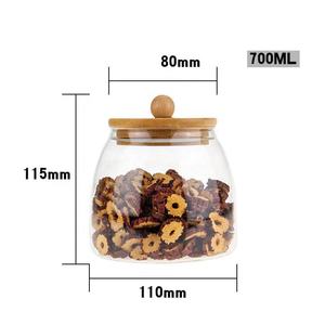 โหลแก้วพร้อมฝาไม้บอโรซิลิเกตทรงสูงโถแก้วสำหรับใส่ธัญพืชขนมหวาน<span class=keywords><strong>และ</strong></span>เครื่องปรุงรสแบบออกแบบโลโก้ได้ตามต้อง<span class=keywords><strong>การ</strong></span> - Product Image 5