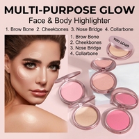 Palette de surligneur personnalisable à marque privée, poudre scintillante rose, longue tenue, végétalienne, minérale, haute pigmentation
