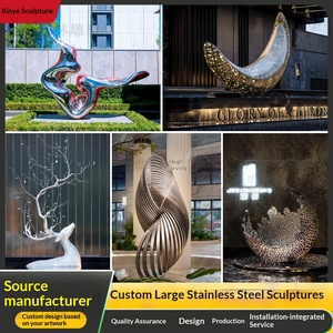 Escultura Grande de Acero Inoxidable, Diseño Personalizado de Dibujos Animados, Paisaje Acuático, Arco de Animales, Monumento, Adornos de Arte Abstracto Moderno - Product Image 4