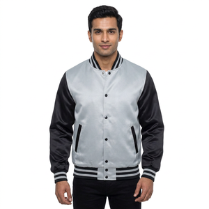 Blouson universitaire streetwear en cuir PU personnalisé 2025 pour homme, col montant, directement des fabricants de vêtements 2025 - Product Image 1