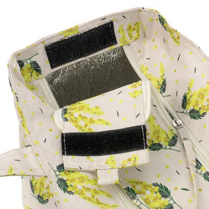 Sac à déjeuner pliable imperméable toutes saisons avec fermeture éclair, motif Mimosa, sac à main portable pour femme, capacité 3L+ - Product Image 6