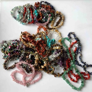 Colliers de perles en acier inoxydable à la mode avec cristaux naturels, bijoux colorés pour femmes, vente en gros - Product Image 1