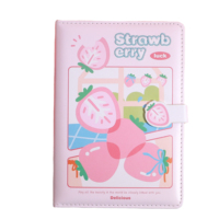 Carnet de notes personnalisé avec logo, en cuir PU 32K, fermeture magnétique, broderie de fruits mignons, pages intérieures colorées, pour filles, cadeau, agenda