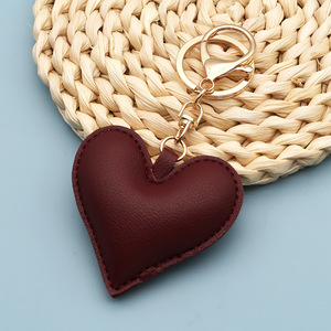 Luxury Leather Design Love Heart Keychain Multiple Colors Heart Shape Cute <b>Car</b> <b>Key</b> <b>Ring</b> Women Handbags Charms Decor Girl's Gifts - Product Image 5