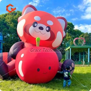 Encantador inflable rojo Panda zorro mapache mascota <span class=keywords><strong>de</strong></span> dibujos animados mapache inflable sosteniendo <span class=keywords><strong>Apple</strong></span> globo inflable Animal personalizado - Product Image 1