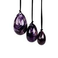 Ensemble d'œufs de yoni en cristal 3-en-1, pierres de massage naturelles multicolores pour la relaxation et l'entraînement des muscles pelviens féminins