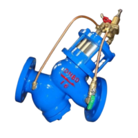 Vanne de régulation d'eau YQ98001 en fonte ductile avec filtre, piston, soupape de décharge de pression réglable et flotteur télécommandé