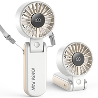 Ventilateur portable KW56, 8 m/s, 5 vitesses, moteur sans balais, fonctionnement silencieux, rechargeable par USB, batterie 4000 mAh, pour les voyages