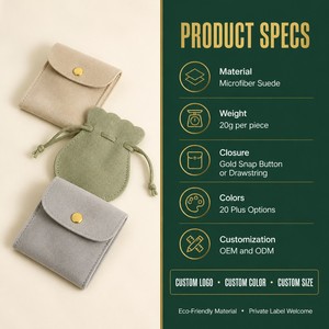 Sacchetto Pieghevole in Microfibra per Gioielli con Doppio Strato per Confezioni Regalo Personalizzate - Product Image 5