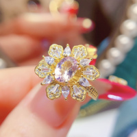 Nouvelle conception, bague de fiançailles vintage élégante en argent sterling 925, morganite naturelle, plaqué or 18 carats, bijoux personnalisés pour femmes