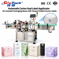 Applicateur automatique d'étiquettes de scellage de cartons pour emballages cosmétiques avec étiquettes d'angle inviolables