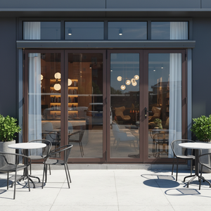 ประตูบานเฟี้ยมอะลูมิเนียมกันน้ำแบบทันสมัย กระจกนิรภัยสองชั้น สำหรับทางเข้าโรงแรม ระเบียงภายนอก วิลล่า สวนกลางแจ้ง - Product Image 3