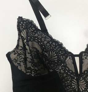 Kadınlar derin <span class=keywords><strong>V</strong></span> boyun Bodysuit üst <span class=keywords><strong>v</strong></span>ücut dantel Bodysuit Shapewear seksi şekillendirici sutyen ile - Product Image 6