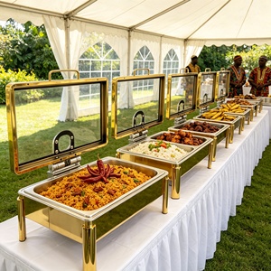 Scaldavivande Rettangolare di Lusso Dorato per Cene di Gala, Buffet e Catering - Altri Articoli per Hotel - Product Image 1