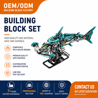 Ensemble de blocs de construction Requin Marteau Mécanique MJ13154, Modèle MOC Animal Marin avec Support d'Exposition, Briques à Assembler Soi-même, Jouet Cadeau