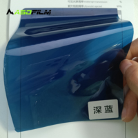 Film de confidentialité auto-adhésif bleu foncé, imperméable, couleur stable, teinte de verre, film décoratif pour bâtiment, 1 52x30M