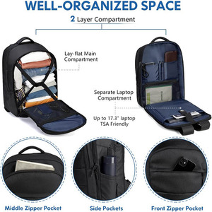 กระเป๋าคอมพิวเตอร์แล็ปท็อปสำหรับเดินทางแบบขยายได้ทุกเพศ, กระเป๋าคอมพิวเตอร์แล็ปท็อปสไตล์ธุรกิจกระเป๋าซิปปิดได้ทุกเพศทุกวัยทำจากวัสดุโพลีเอสเตอร์โพลีเอสเตอร์ - Product Image 3